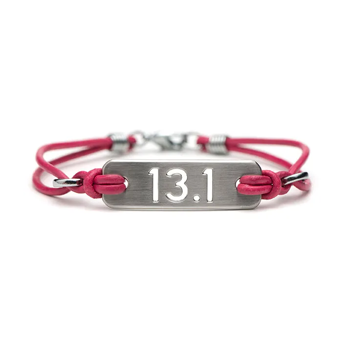 13.1 Half Marathon Running Bracelet - Black or Pink Leather