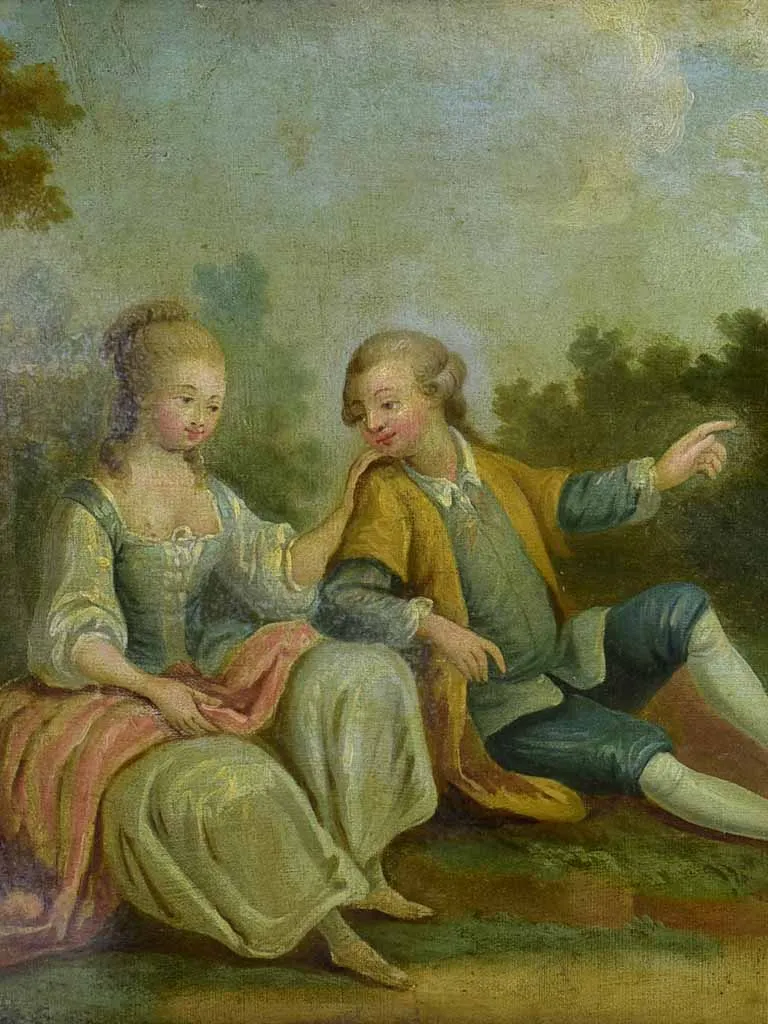 18th Century Romantic portrait painting. Oil on canvas in gilded frame 26½" x 22"