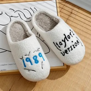 1989 Taylor's Women's Slippers Fuzzy Comfy Flat Taylor Swift Version Swifties Slides Gift for Her