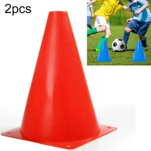 2 PCS Football Obstacle Sign Tube Thickening Road Block Cone without Hole, Size: 18 x 14cm(Red)