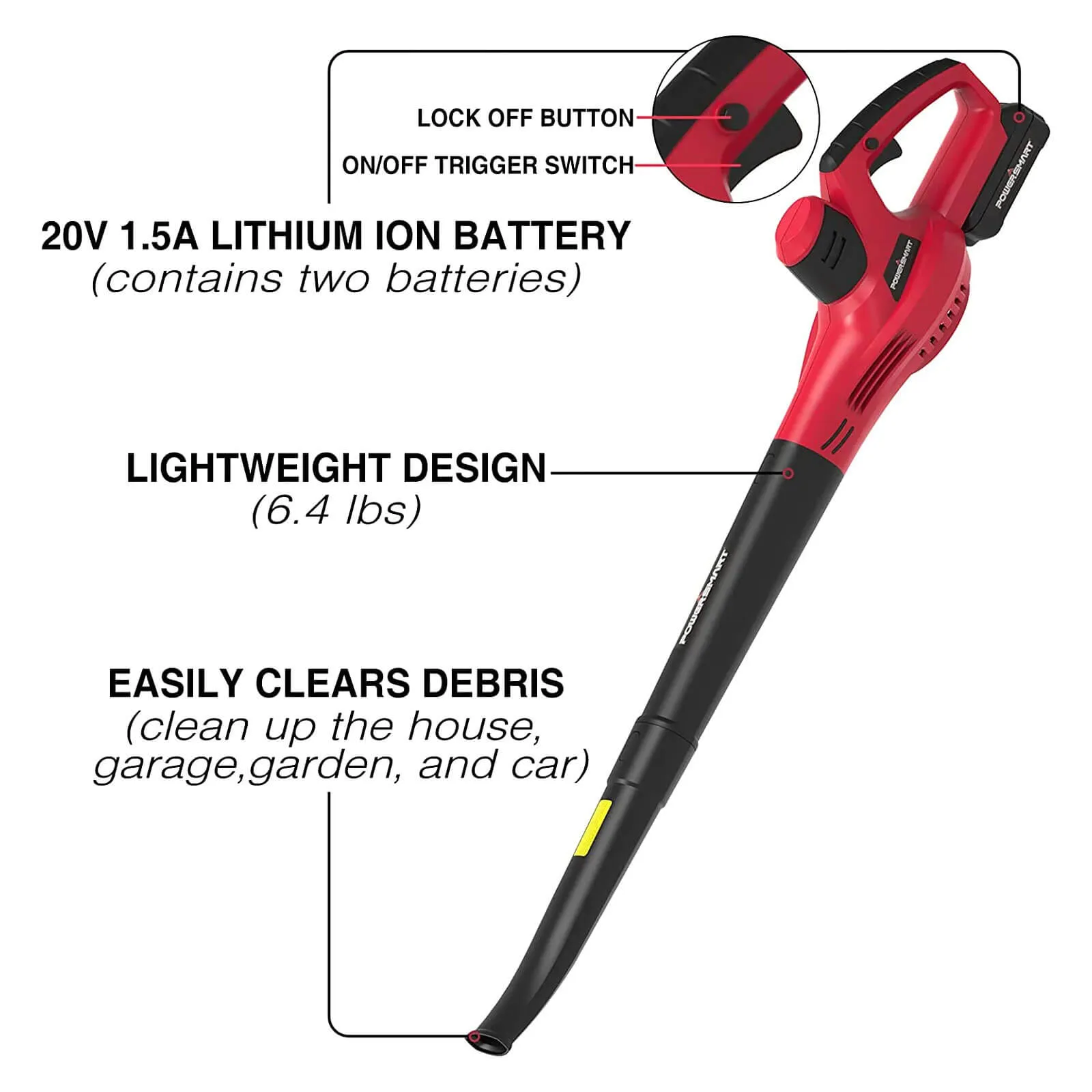 20V 120CFM Cordless Leaf Blower w/ Two Batteries & Charger PS76101A-2B