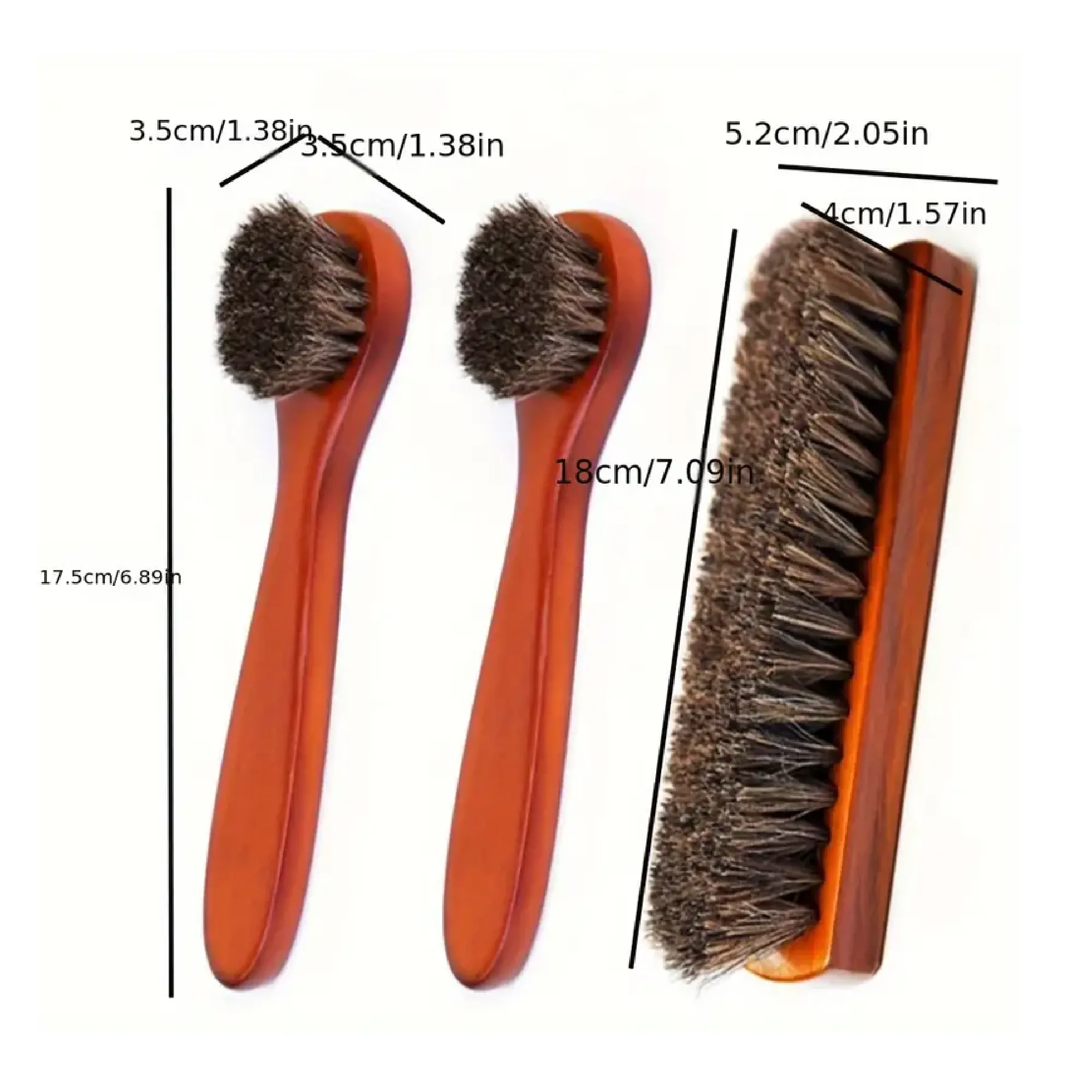 3PCS Horsehair Shoes Polish Brushes Kit - Leather Shoes Boots Care Clean Polish Daubers Applicators