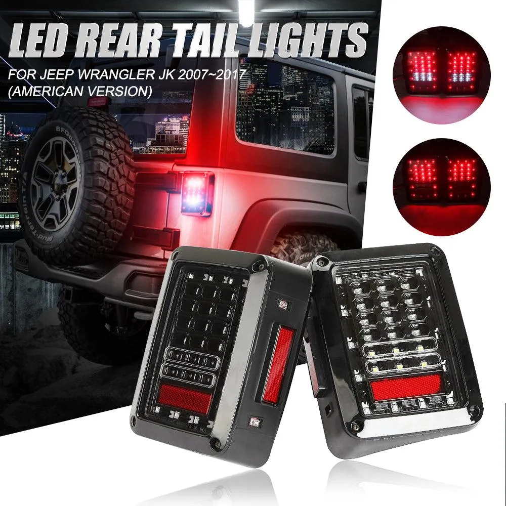 7'' LED Headlight Replacement & LED Smoke Tail Light Brake Reverse Turn Signal Lamp for Jeep Wrangler JK