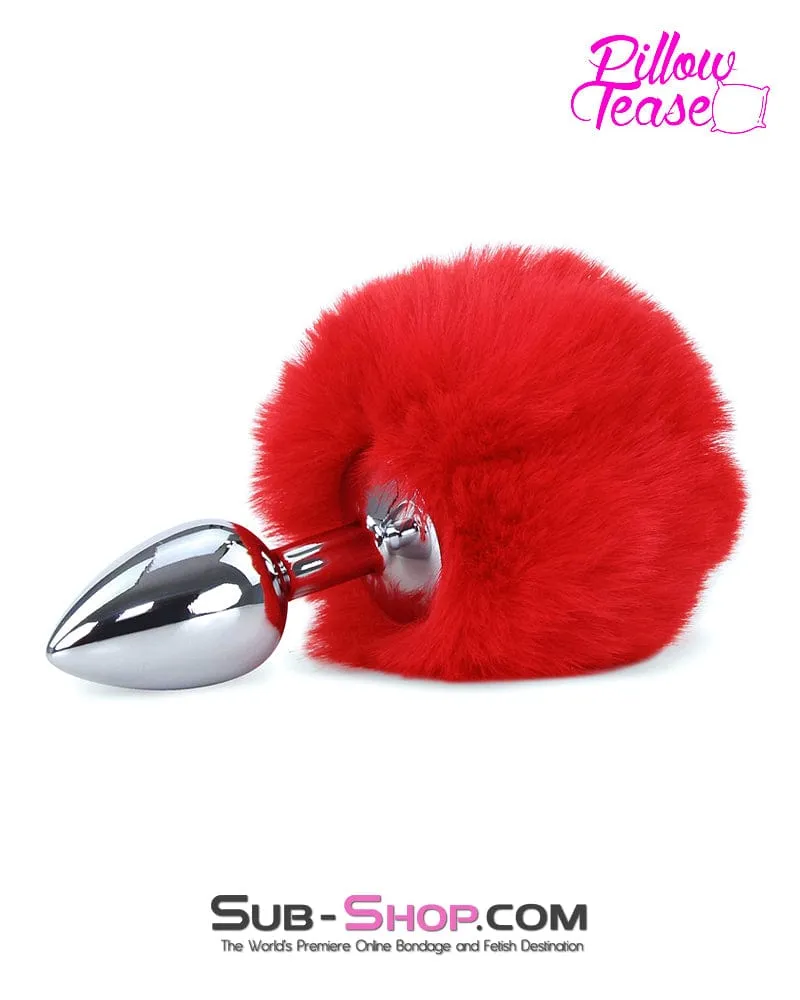 8850M      Red Tail Bunny Butt Tail Stainless Steel Anal Plug - LAST CHANCE - Final Closeout!