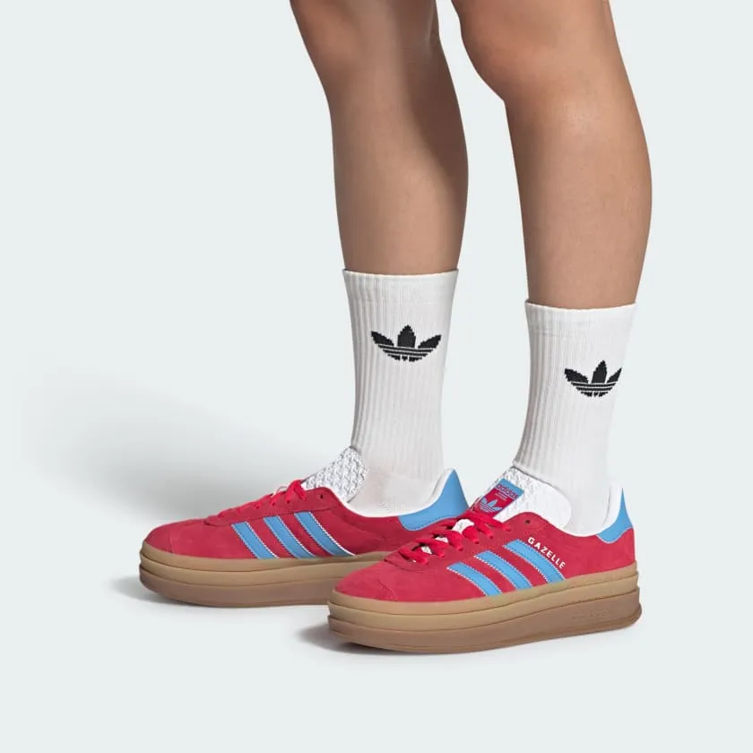 Adidas Women's "Gazelle Bold" Sneakers - Active Pink / Semi Blue Burst / Cloud White (*Excluded from Free Shipping)