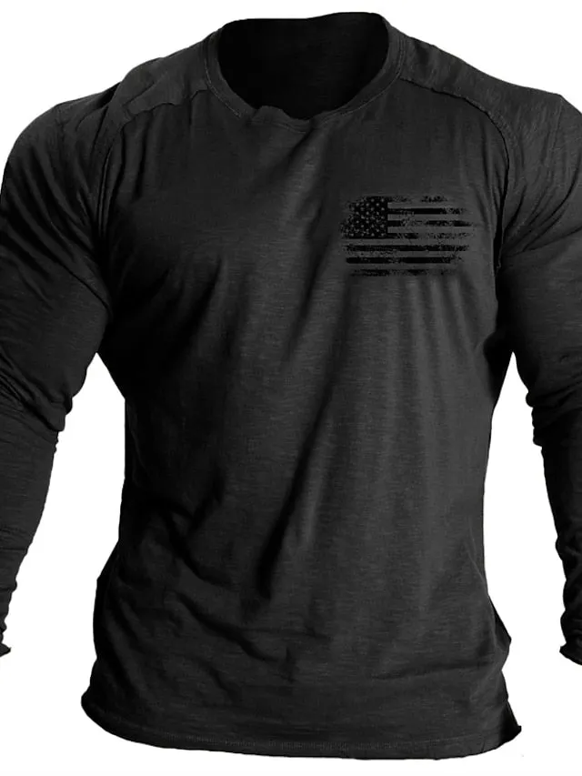 American Flag Black 3D Graphic Tee | Winter Cotton | Bold Style for Men's Casual Wear