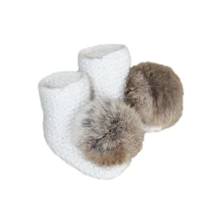 Angora Pom Pom Booties