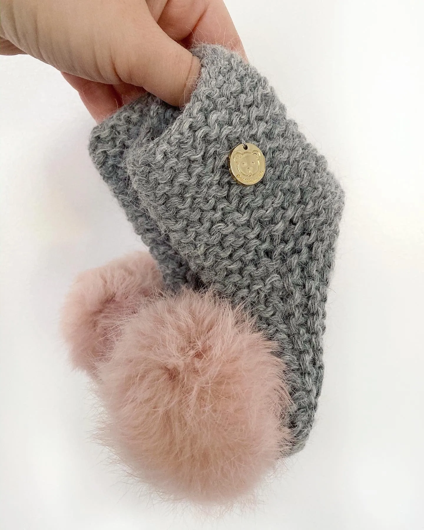 Angora Pom Pom Booties