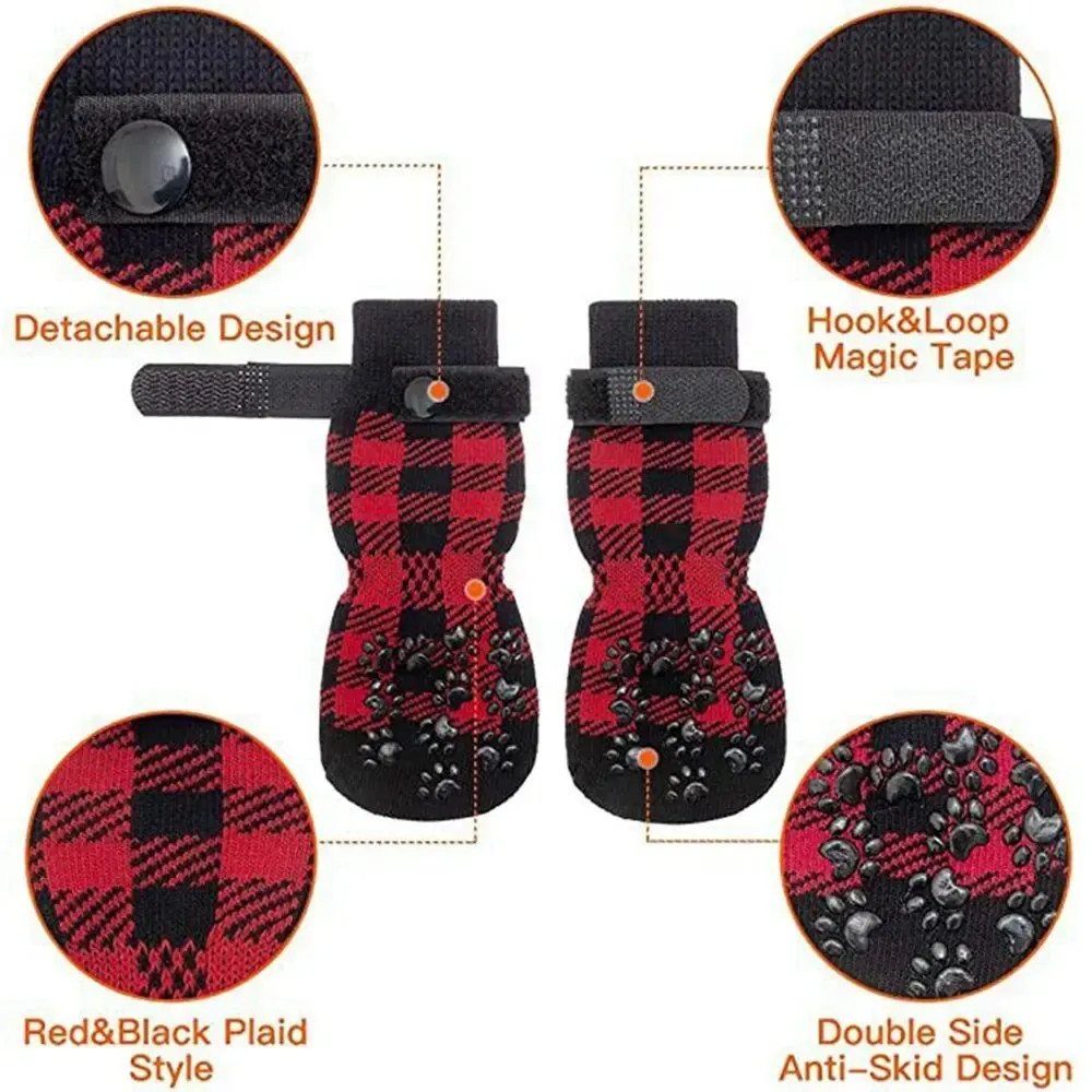 AnniePaw 4 Pcs Anti-Slip Dog Cat Socks - Paw Protectors