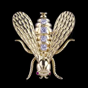 Antique Victorian Insect Brooch 18Ct Gold Diamond Circa 1900