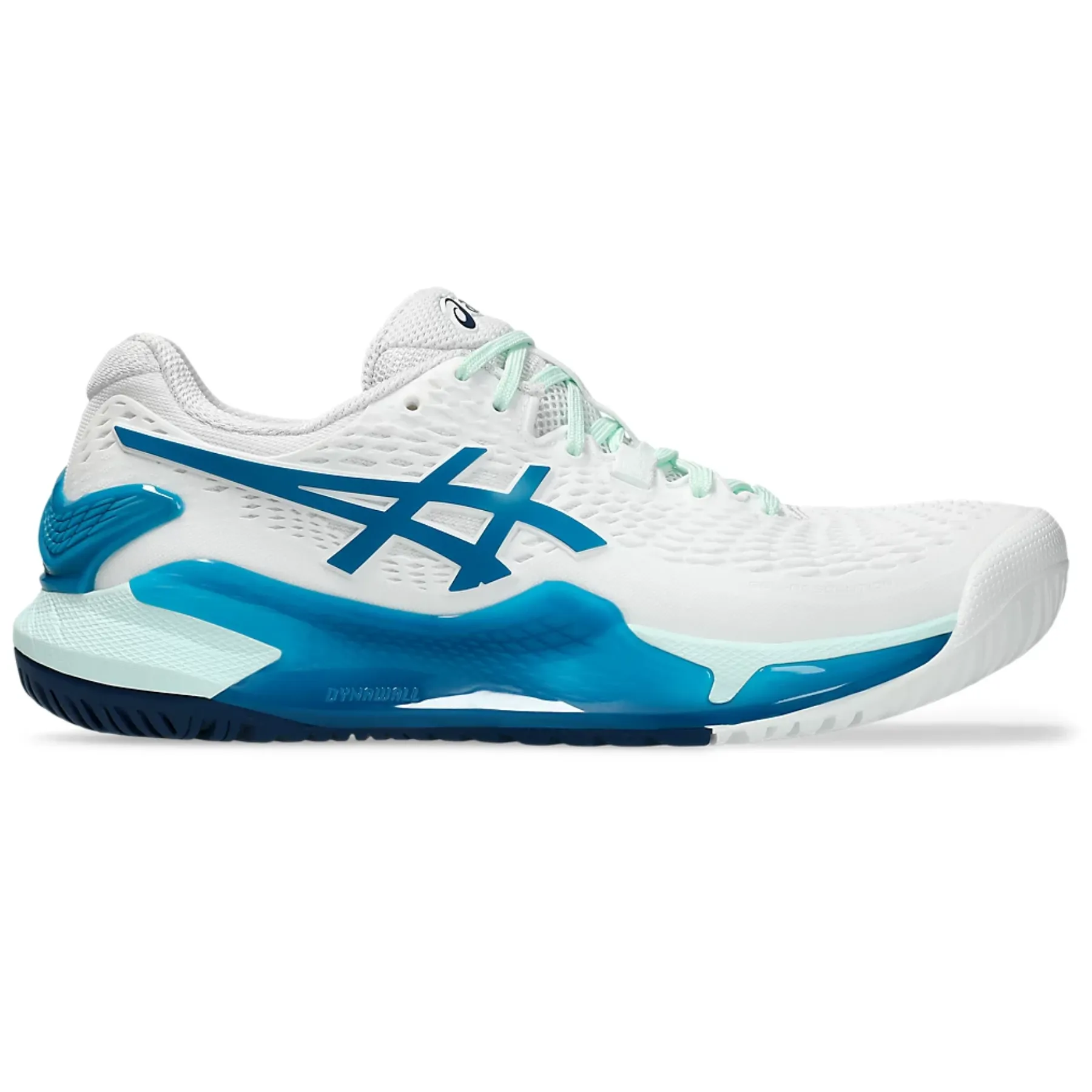 Asics Gel-Resolution 9 Women Tennis Shoes - White/Teal Blue