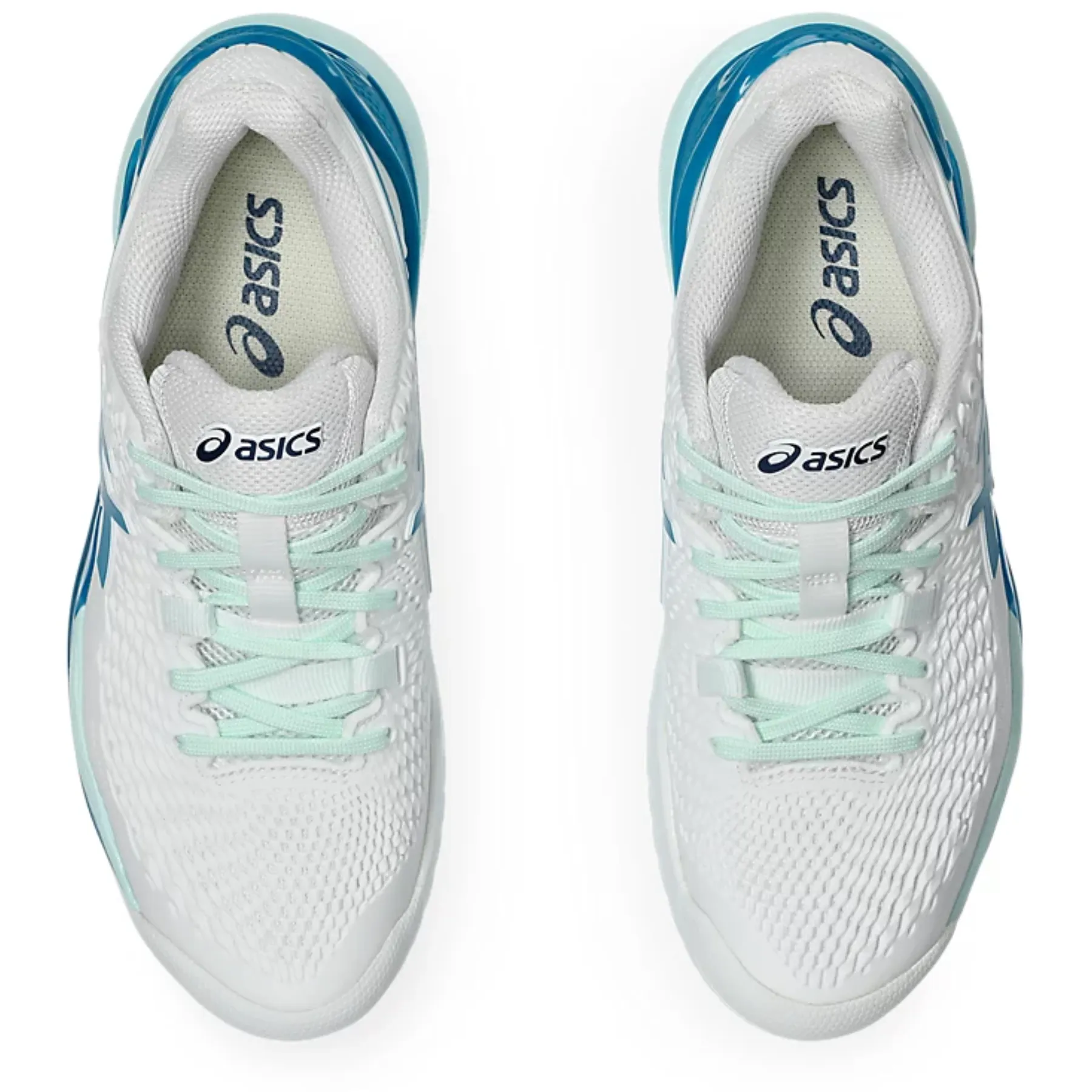 Asics Gel-Resolution 9 Women Tennis Shoes - White/Teal Blue