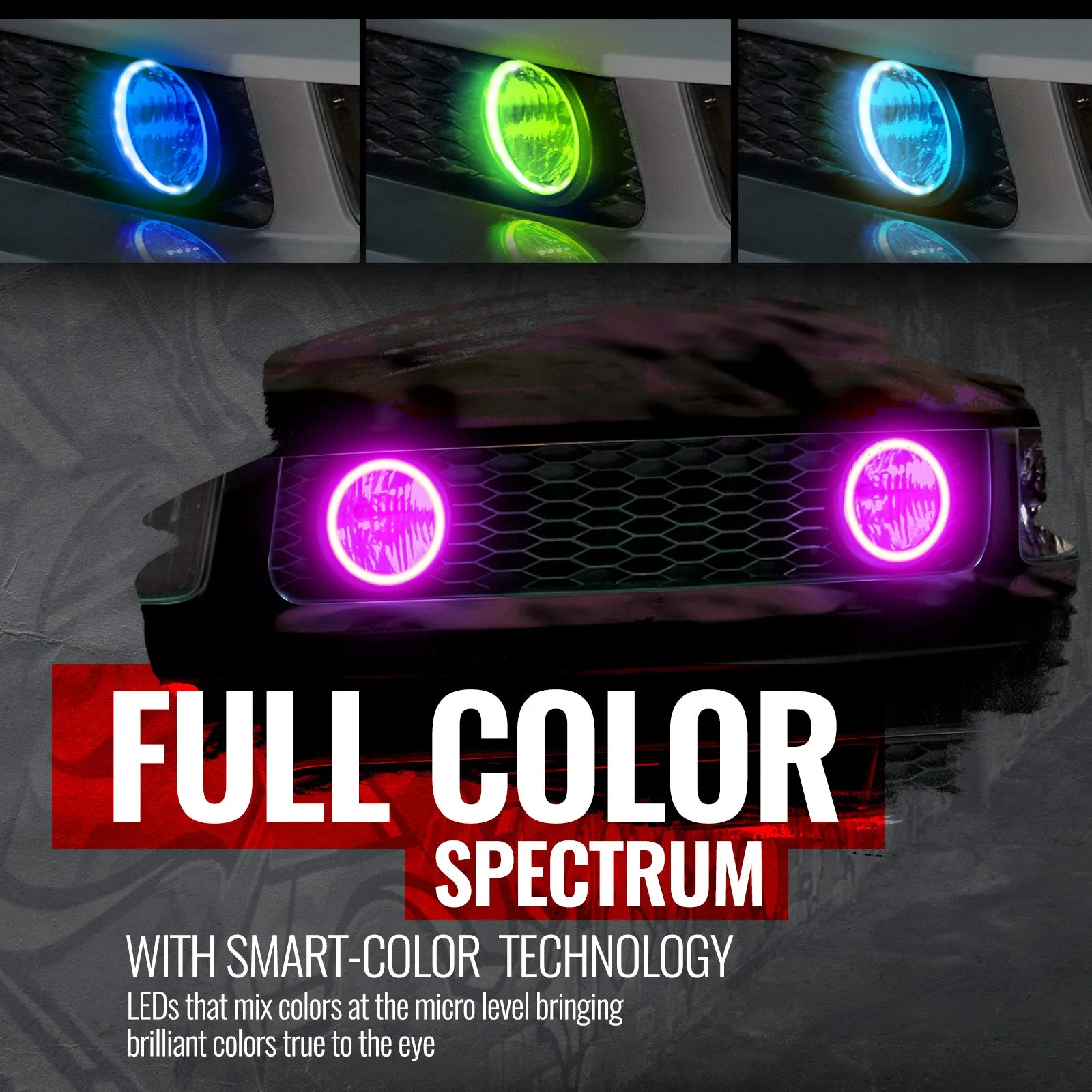 AURA PRO Bluetooth Day Time Running Light DRL Halo RGB for Ford Mustang 2005-2014 - Install Friendly