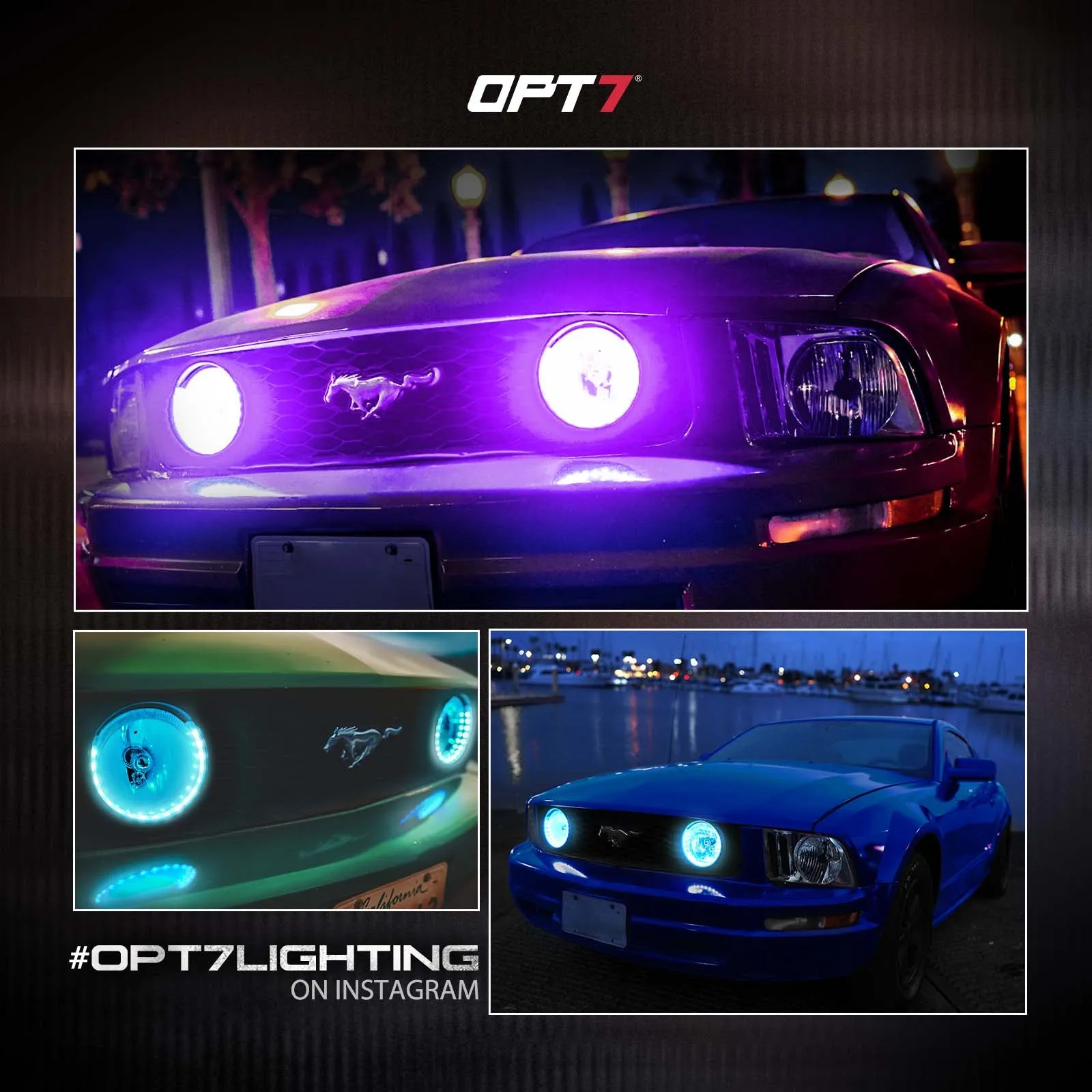 AURA PRO Bluetooth Day Time Running Light DRL Halo RGB for Ford Mustang 2005-2014 - Install Friendly