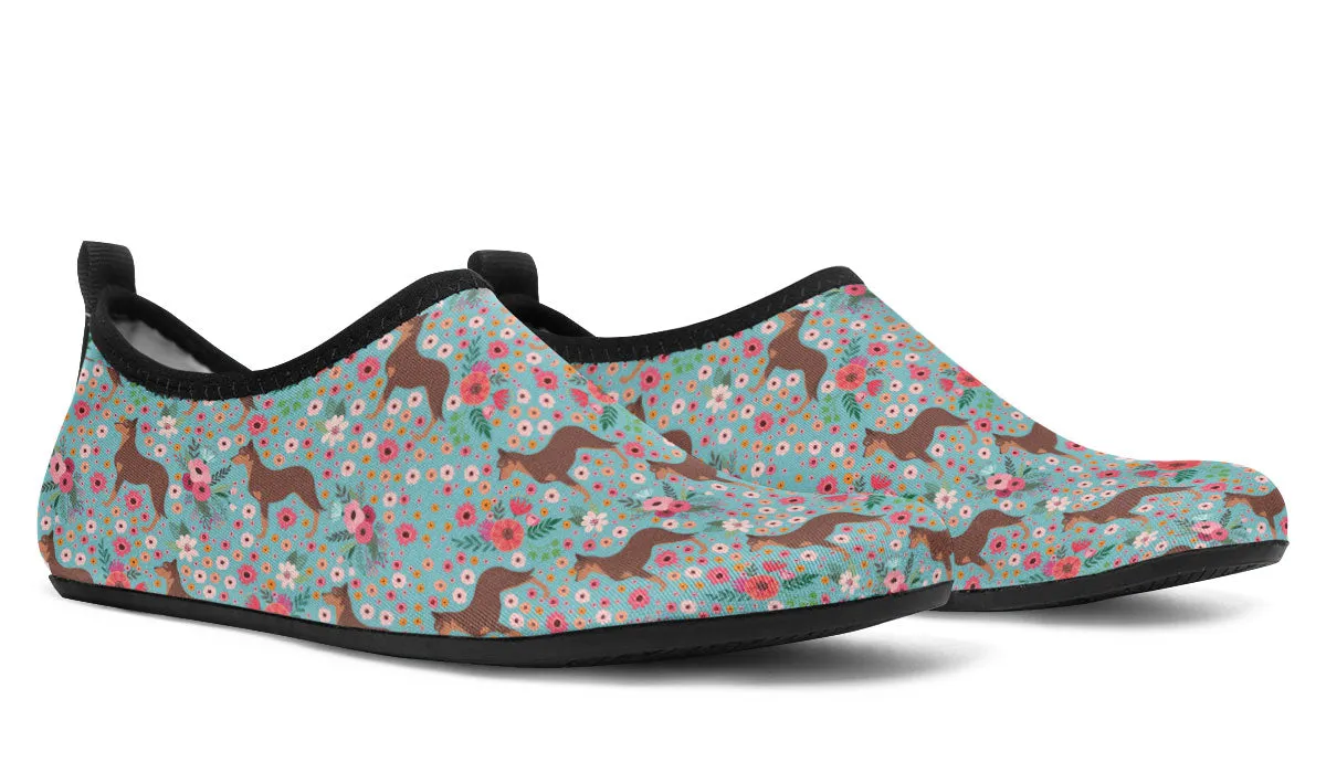 Australian Kelpie Flower Aqua Barefoot Shoes