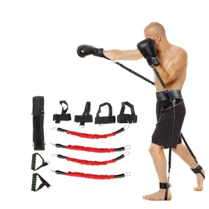 Bounce Trainer Fitness Resistance Band Boxing Suit Latex Tube Tension Rope Leg Waist Trainer, Weight: 140 Pounds(Red)