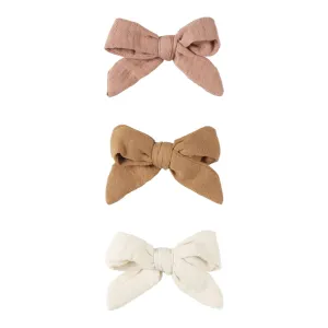 Bows with Clips, Set of 3 - Rose, Natural   Golden