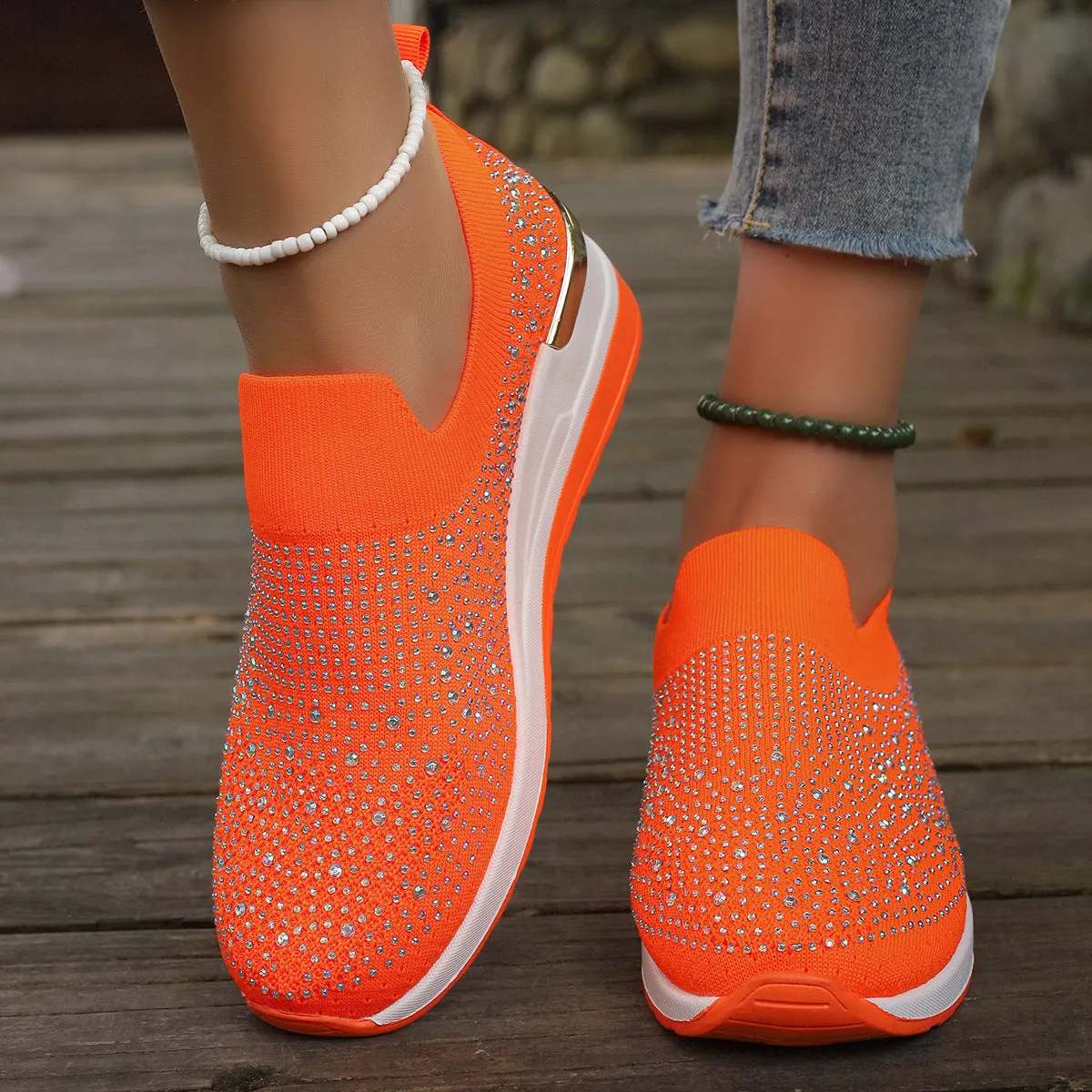 Breathable Shoes Spring Flyknit Slip-on Casual Mesh