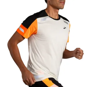 Brooks | Run Visible Short Sleeve 2.0 | Men's | Ecru/Fluoro Flash/Black