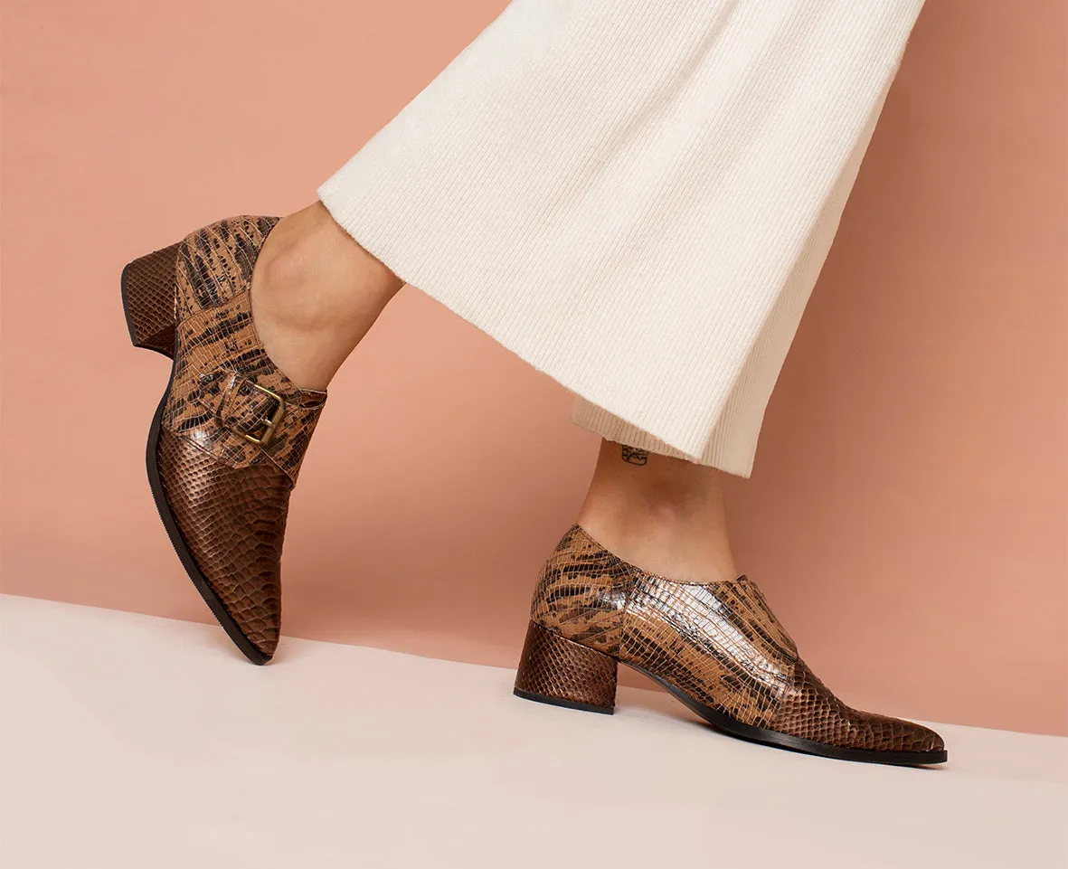 Brown Starling- Single buckle Shoes For Women