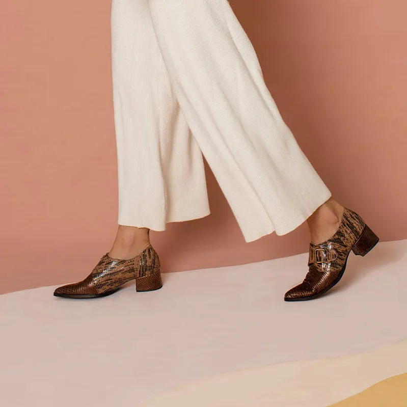 Brown Starling- Single buckle Shoes For Women