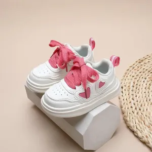 Children's Casual Shoes - Girls' Hearts Pattern Patchwork Sneakers - TSS240