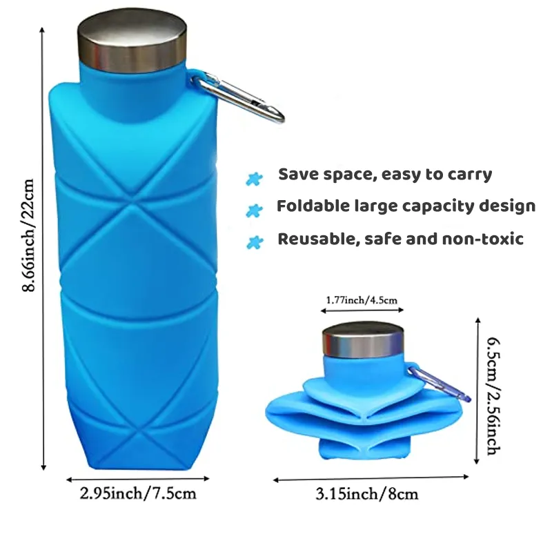 Collapsible Silicone Water Bottle 24oz