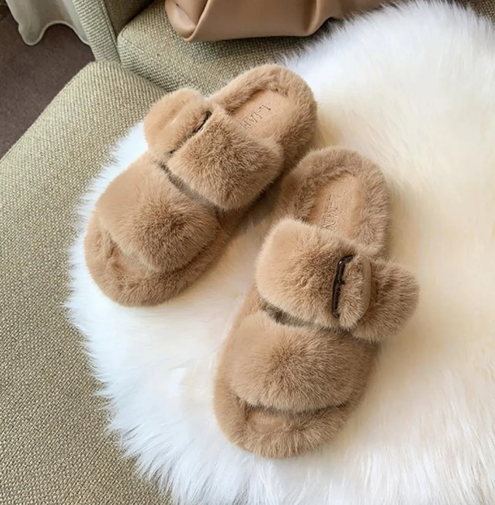 Comfy Fluffy Buckle Slippers 2021