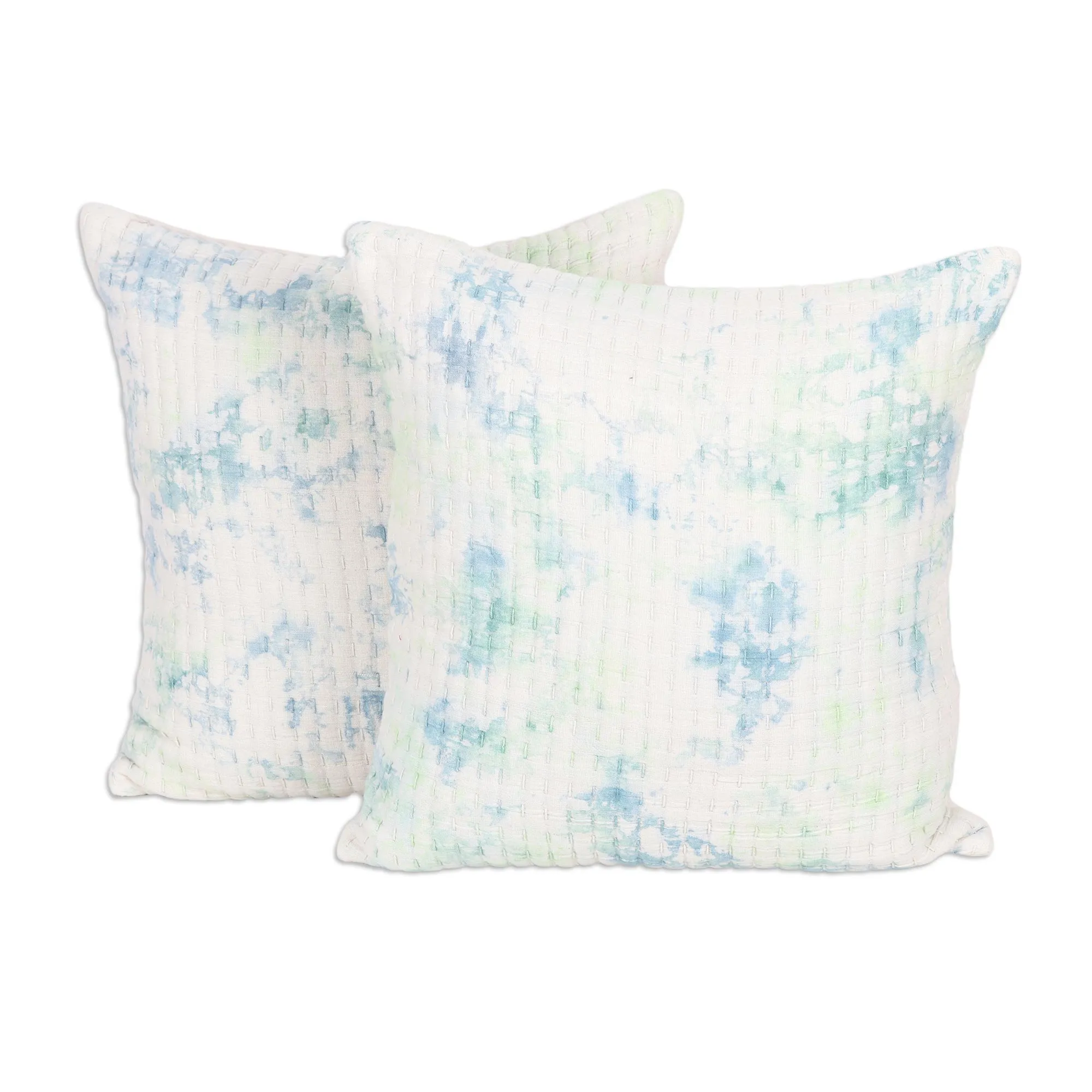 Cotton Tie-Dyed Cushion Covers (Pair) - Spring Sky | NOVICA