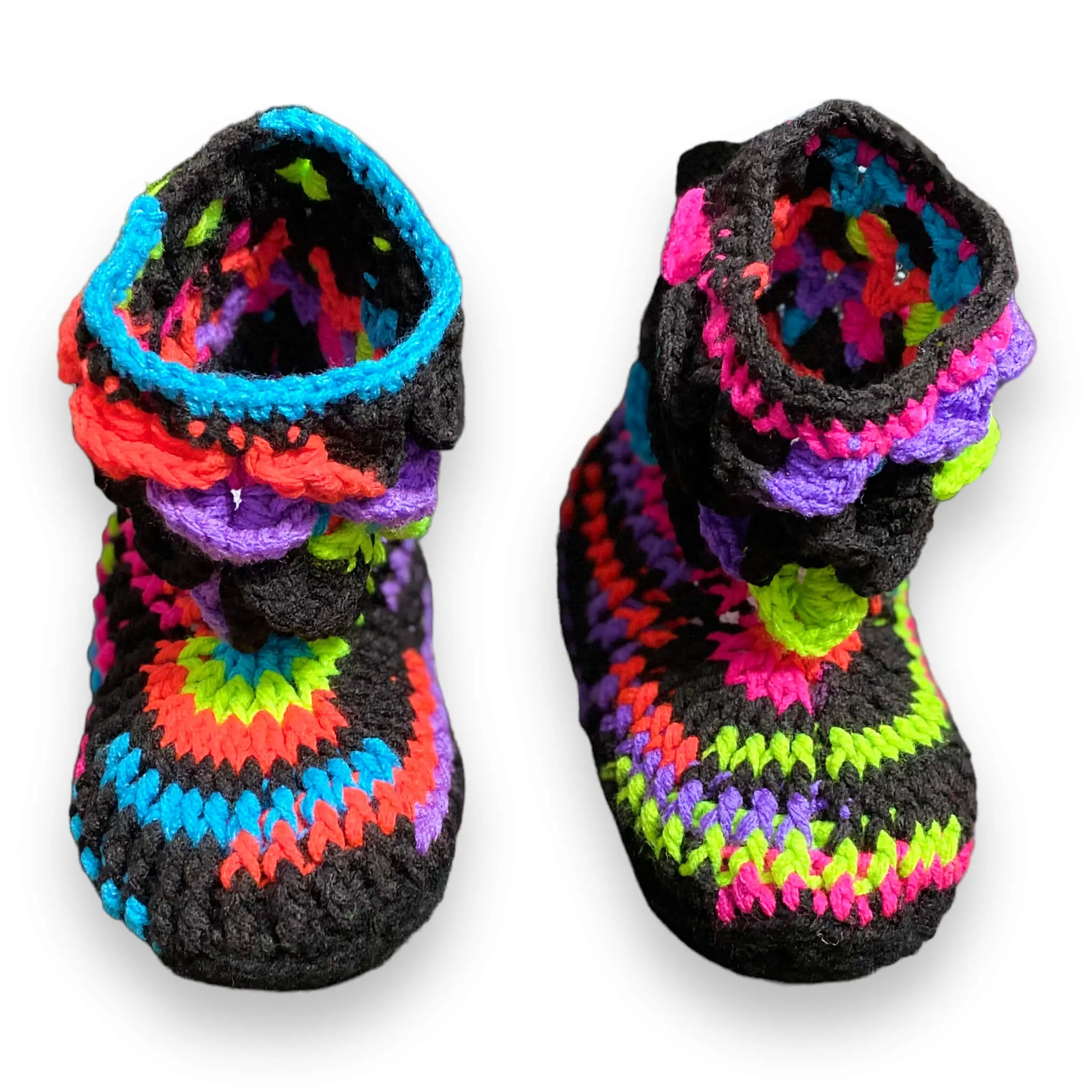 Crochet Neon Sock Ankle Slippers