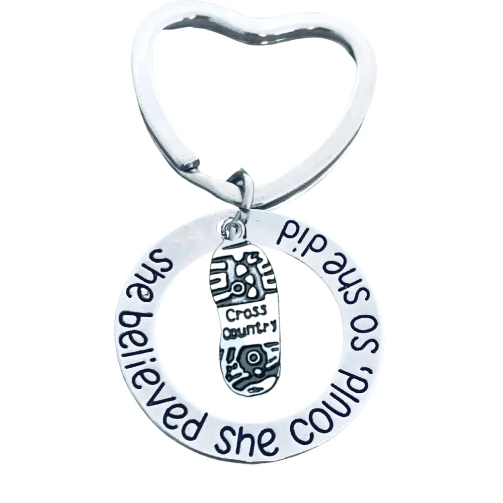 Cross Country Running Keychain- She Believed She Could So She Did