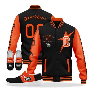 Custom Black Orange Cincinnati Jacket and Sports Shoes Combo Offer Personalized Combo ZH-D020294-6