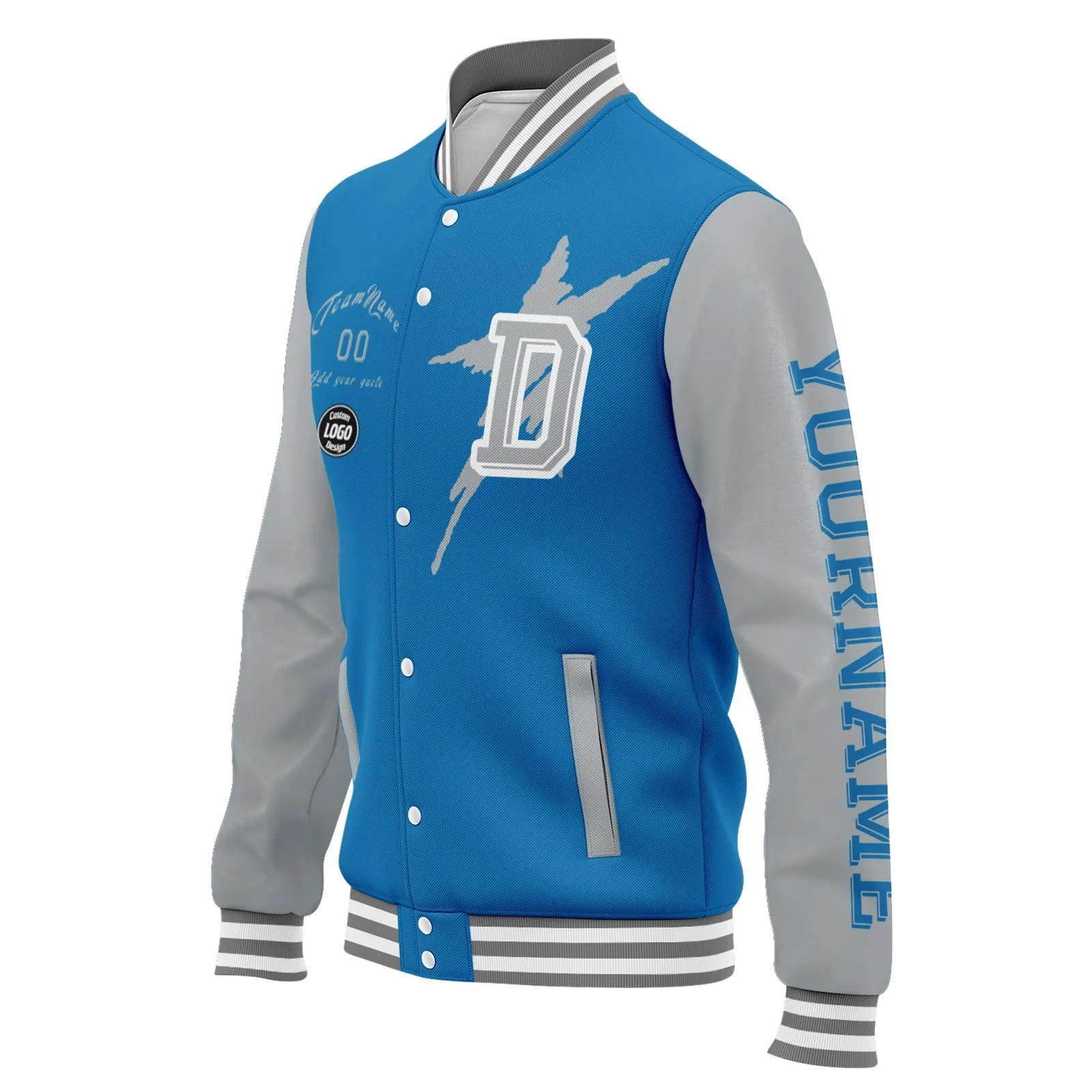 Custom Blue Gray Detroit Jacket and Sports Shoes Combo Offer Personalized Combo ZH-D020294-11