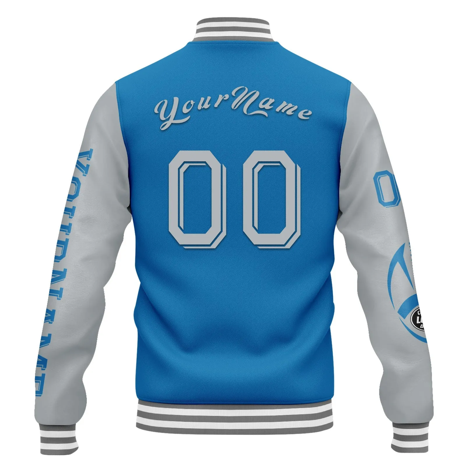 Custom Blue Gray Detroit Jacket and Sports Shoes Combo Offer Personalized Combo ZH-D020294-11