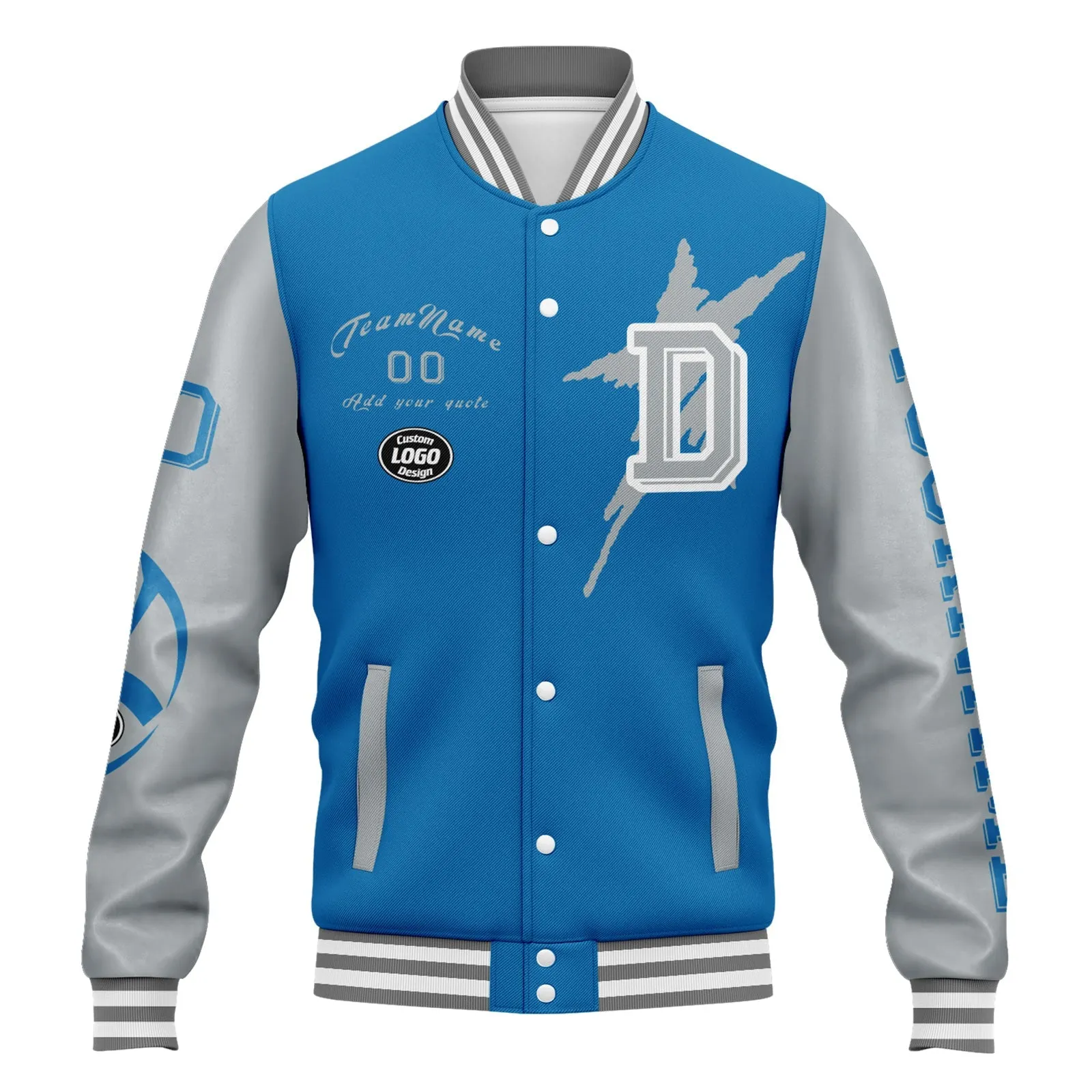 Custom Blue Gray Detroit Jacket and Sports Shoes Combo Offer Personalized Combo ZH-D020294-11