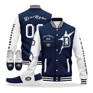 Custom Blue White Dallas Jacket and Sports Shoes Combo Offer Personalized Combo ZH-D020294-9