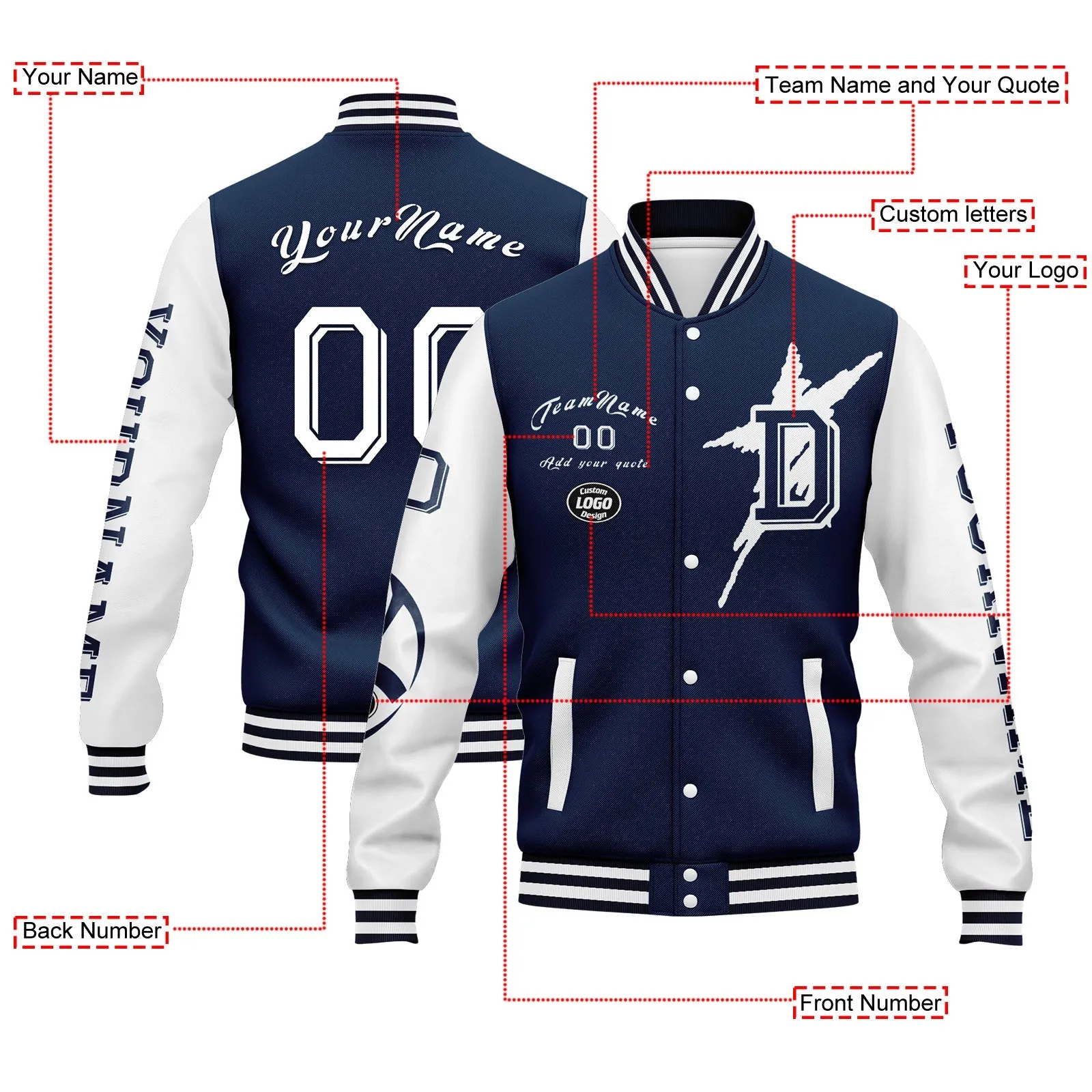 Custom Blue White Dallas Jacket and Sports Shoes Combo Offer Personalized Combo ZH-D020294-9