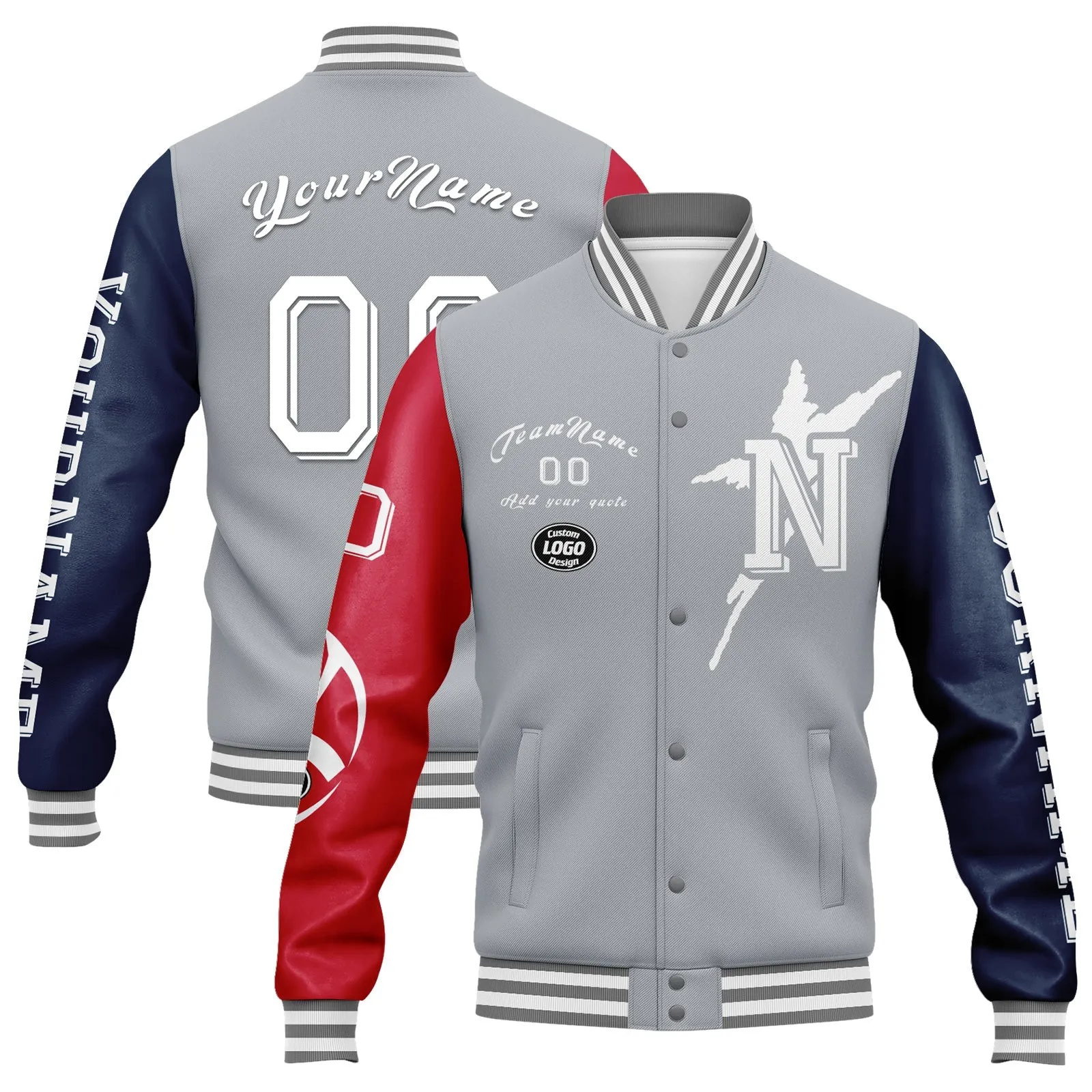 Custom Gray Red Blue New England Jacket and Sports Shoes Combo Offer Personalized Combo ZH-D020294-26