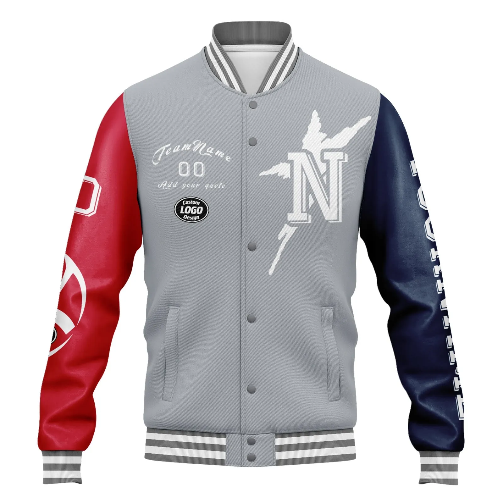 Custom Gray Red Blue New England Jacket and Sports Shoes Combo Offer Personalized Combo ZH-D020294-26