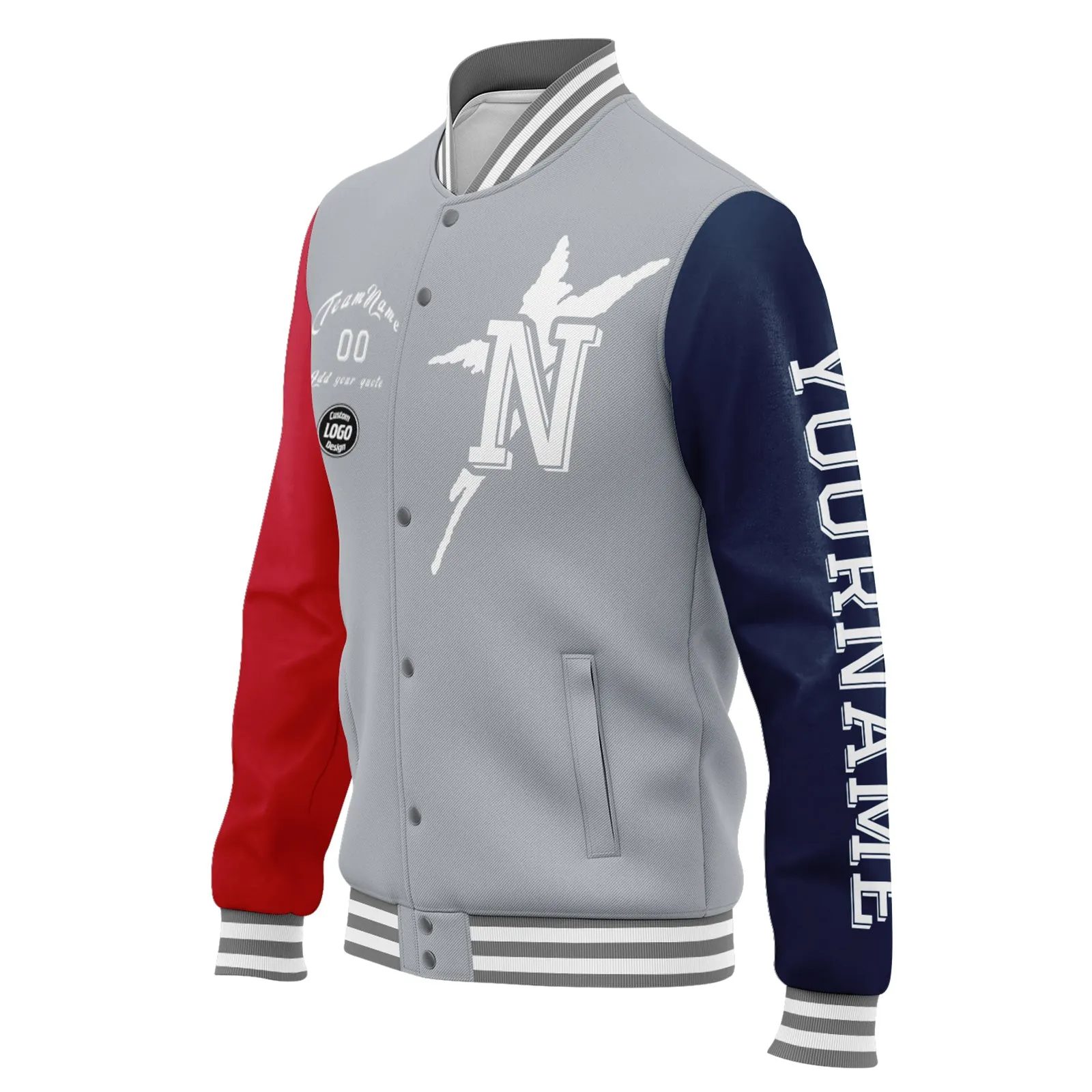 Custom Gray Red Blue New England Jacket and Sports Shoes Combo Offer Personalized Combo ZH-D020294-26