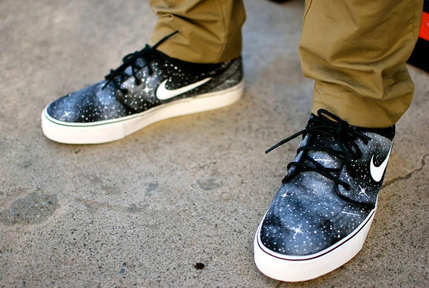 Custom Hand Painted Twilight Zone Black and White Galaxy Nike Stefan Janoski Skate Shoes