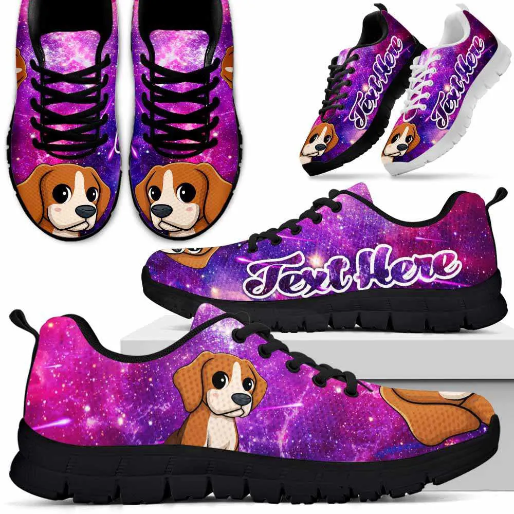 Custom Name Beagle Dog Sneaker, Galaxy Beagle Dog Lovers Sneakers Running Shoes Gift Men Women, Best Running Shoes