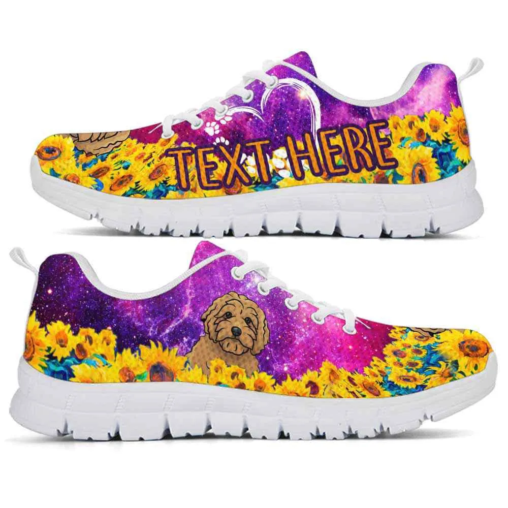 Custom Name Goldendoodle Sneaker, Goldendoodle Sunflower Galaxy Sneakers Running Shoes, Best Running Shoes