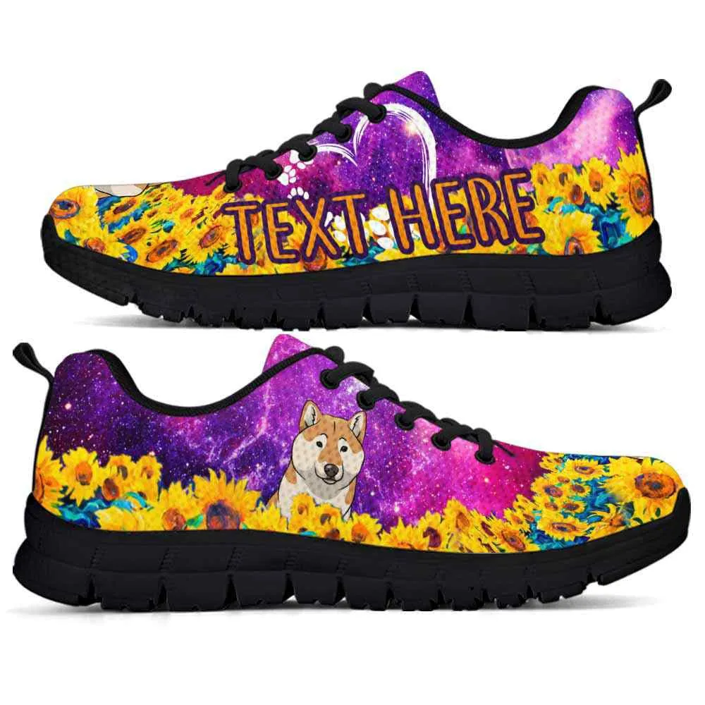 Custom Name Shiba Inu Sneaker, Shiba Inu Sunflower Galaxy Sneakers Running Shoes, Best Running Shoes