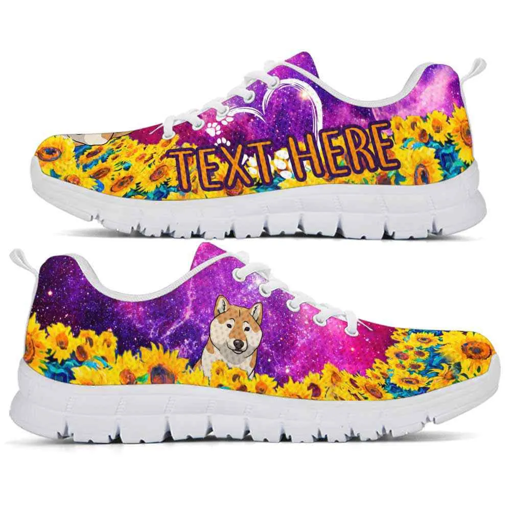 Custom Name Shiba Inu Sneaker, Shiba Inu Sunflower Galaxy Sneakers Running Shoes, Best Running Shoes