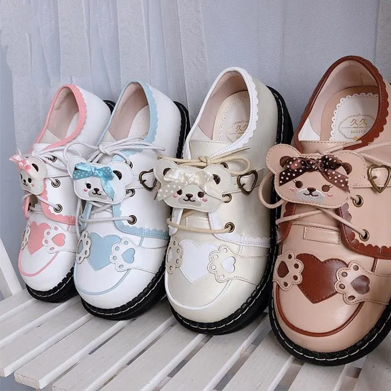 Cute Bear Lace Up Lolita Mary Janes Shoes MK15764