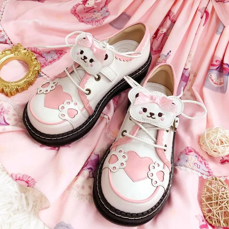 Cute Bear Lace Up Lolita Mary Janes Shoes MK15764