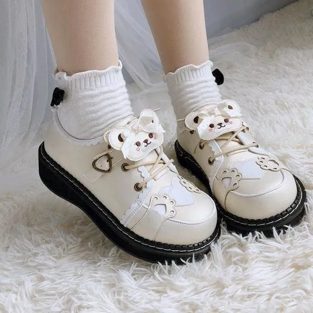 Cute Bear Lace Up Lolita Mary Janes Shoes MK15764