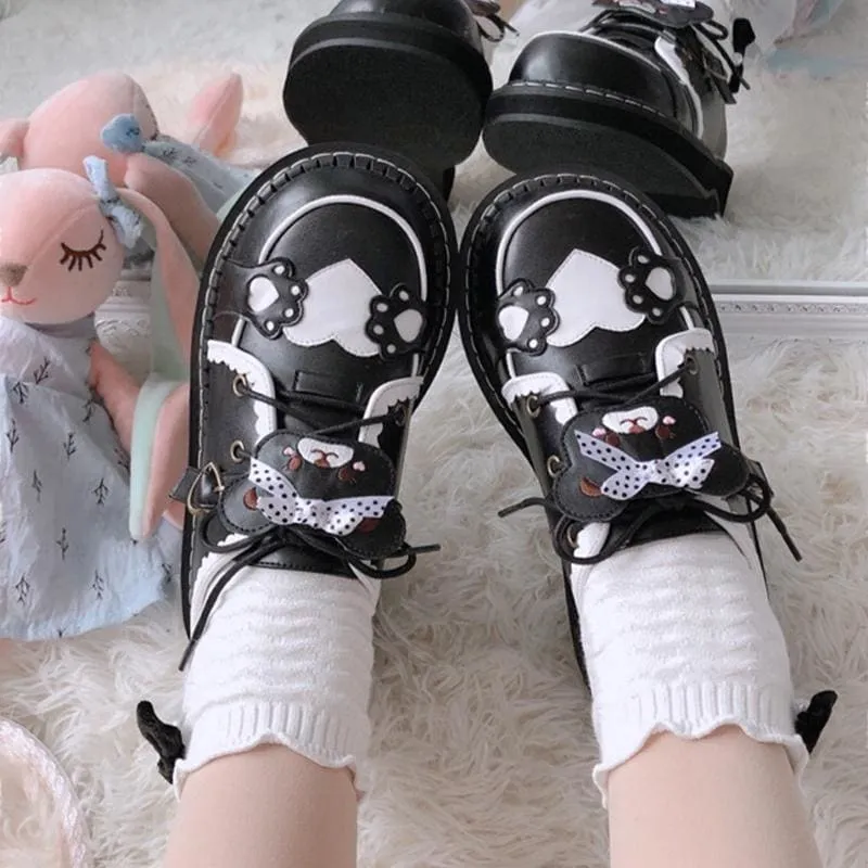 Cute Bear Lace Up Lolita Mary Janes Shoes MK15764