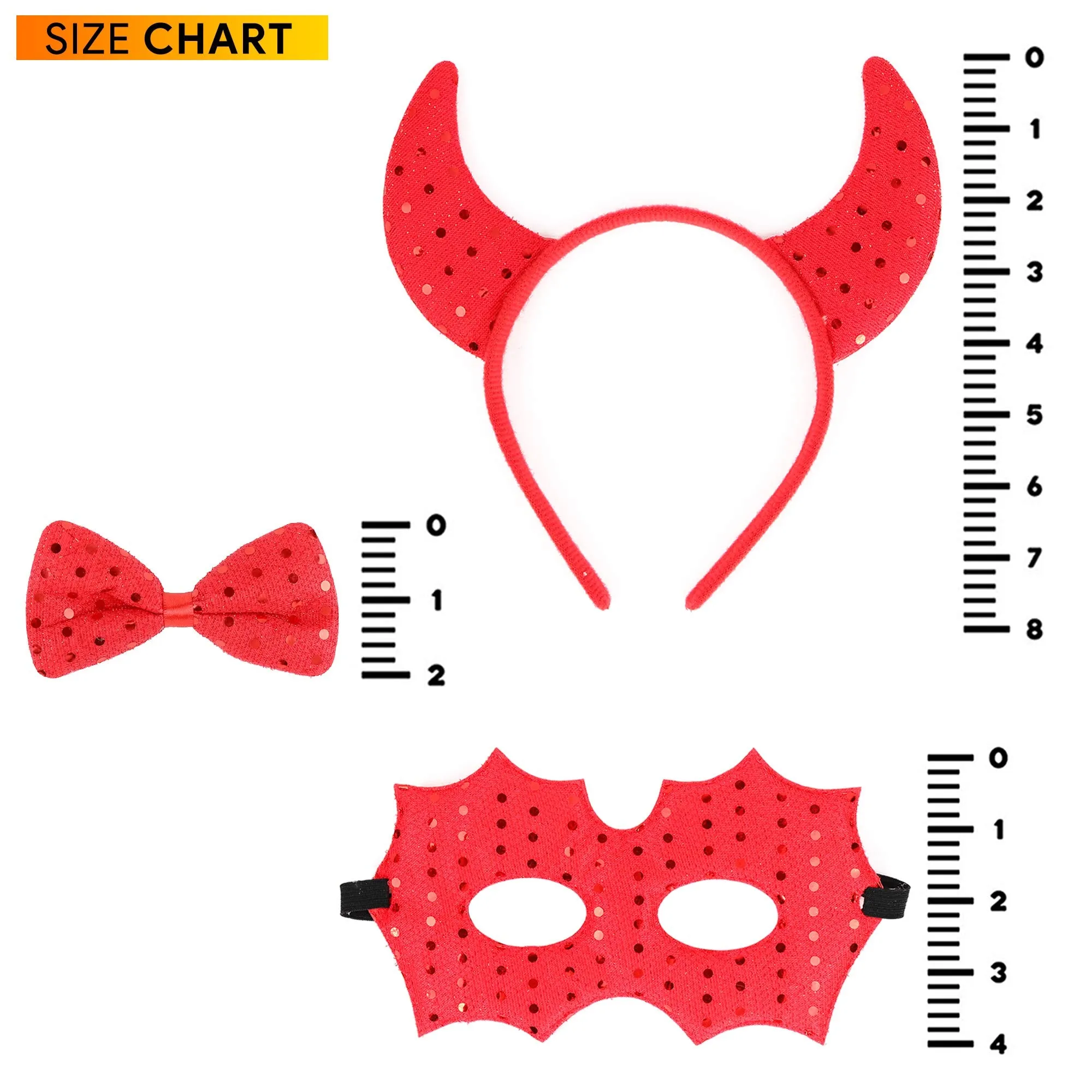 Devil Costume Accessory Set - Demon Costume Accessories Kit Includes Headband Horns, Mask and Bowtie